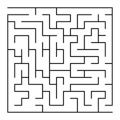 White vector template with a black maze, puzzle. Illustration for puzzle, labyrinth books, magazines isolated on a white background. 