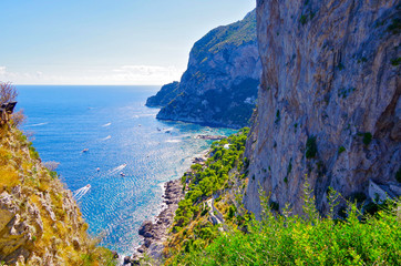 Beautiful summer vacation on Capri Island in Campania, Italy with breathtaking landscape scenery...