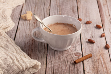 Bowl of hot chocolate in the morning