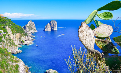 Beautiful summer vacation on Capri Island in Campania, Italy with breathtaking landscape scenery...