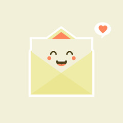 envelope mail kawaii character vector illustration design. Cute smiling happy envelope. Vector flat cartoon character illustration. Isolated on color background. Envelope character concept