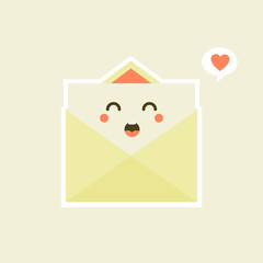 envelope mail kawaii character vector illustration design. Cute smiling happy envelope. Vector flat cartoon character illustration. Isolated on color background. Envelope character concept