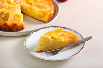 Apple upside down sponge cake