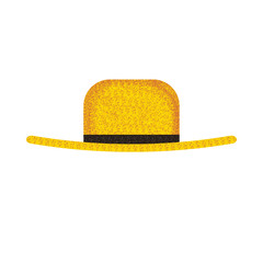 Straw hat for gardener and farmer. Cap icon isolated on white background. Vector illustration in flat design