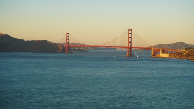 Golden Gate Bridge captured from Lands end during sunset hour.