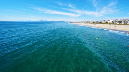 crystal clear pacific ocean shot from manhatten Beach california.