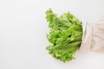 green salad in zero waste bag