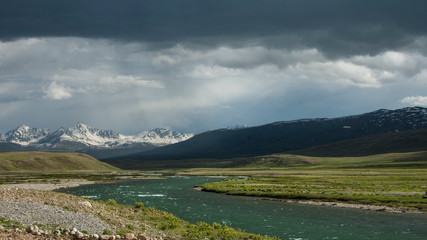 Deosai Gilgit Baltistan Pakistan Kashmir Lake with Clouds and thunder 