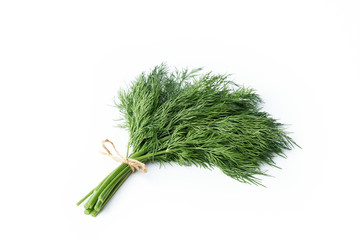 Bunch of fresh dill isolated on a white background