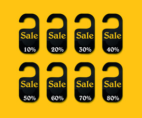 Set of sale tags and labels, template shopping labels. mega, final discount and price tags on paper. Special offer. door hanger. Vector illustration.