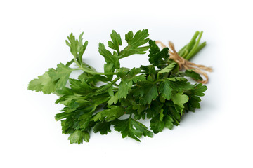 Bunch of fresh parsley isolated on a white background