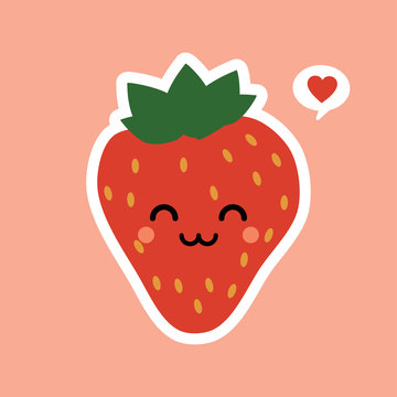 recommend clip art: Cute happy strawberry character emoticon