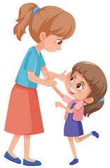 Mother and happy kid on white background