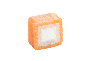 sushi roll isolated on white background japanese traditional cuisine one piece ginger eel shrimp salmon tuna caviar