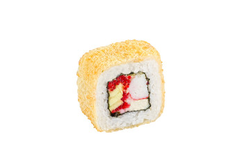 sushi roll isolated on white background japanese traditional cuisine one piece ginger eel shrimp salmon tuna caviar
