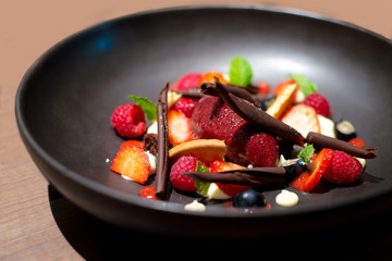 Strawberries sorbet with mixed berries