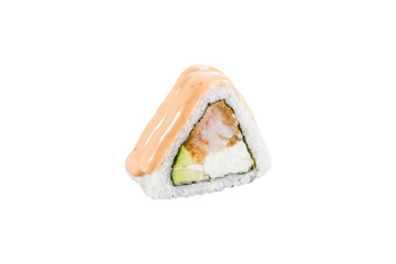 sushi roll isolated on white background japanese traditional cuisine one piece ginger eel shrimp salmon tuna caviar