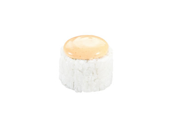 sushi roll isolated on white background japanese traditional cuisine one piece ginger eel shrimp salmon tuna caviar
