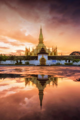 Fototapeta na wymiar Phra That Luang of Vientiane, Lao PDR. It is a beautiful golden relic.