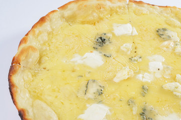 Classic italian pizza with mozzarella cheese close-up