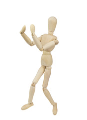 Wooden mannequin isolated on white background