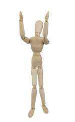 Wooden mannequin isolated on white background