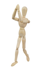 Wooden mannequin isolated on white background
