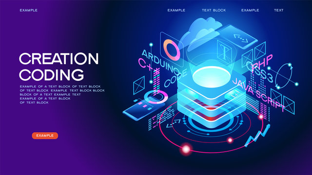 Programming web banner. Technology process of Software development