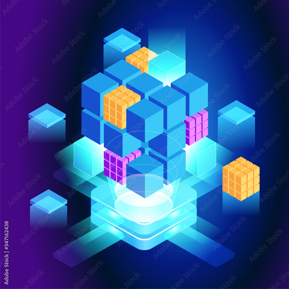 Aufkleber abstract future high tech concept. modern web technology. 3d isometric vector illustration. page tem