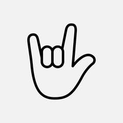 rock and roll hand gesture, heavy metal line icon