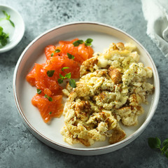 Scrambled eggs with smoked salmon