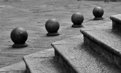 Steps And Stone Balls On Street