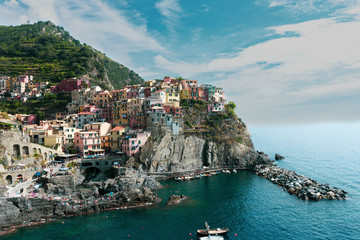 The wonderful views from the Cinque Terre, Liguria. Rio Maggiore, Monterosso al Mare, Vernazza; corniglia, Manarola are some of the most beautiful places on the Riviera. With their colorful houses.