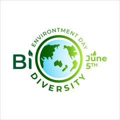 BIODIVERSITY typography design with green color for environment day event