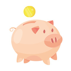 Piggy bank with coins and cash vector illustration. Money Savings concept. Cash protection. Finance saving banner. Money investment. Deposit.
