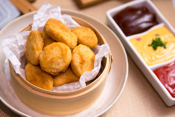 Golden nugget with selective dip