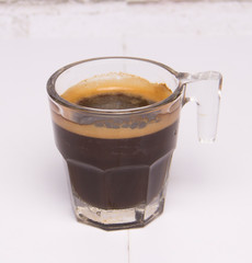 Hot Espresso in Little Cup on White Background