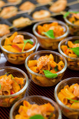 macaroni seafood canape in cup