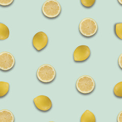 Lemon pattern with smooth blue-green background.