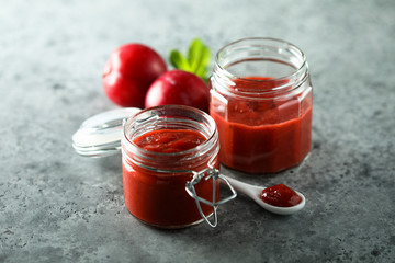 Homemade plum jam, canned