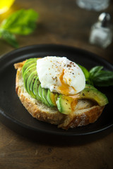 Avocado toast with poached egg