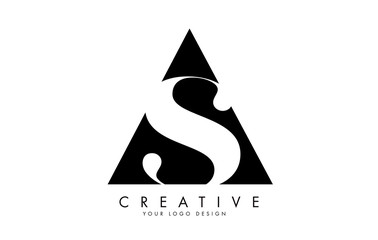 Fototapeta premium AS A S Black and White Letters Logo with a geometric design.