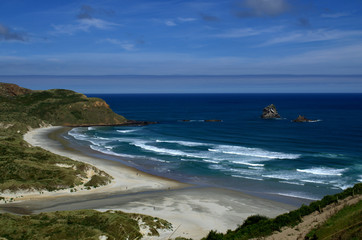 Fototapeta na wymiar Amazing Sandfly Bay Beach , Otago Peninsula, New Zealand