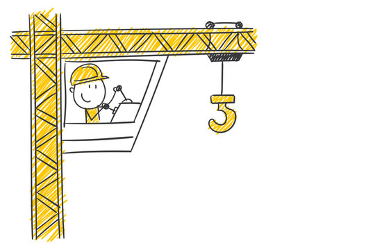Strichfiguren / Strichm&auml;nnchen: Baukran, Baustelle. (Nr. 506)	
