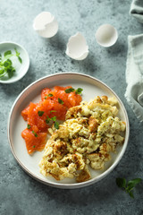 Scrambled eggs with smoked salmon