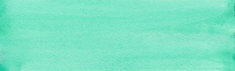 Watercolor mint green banner background. Stains on paper.