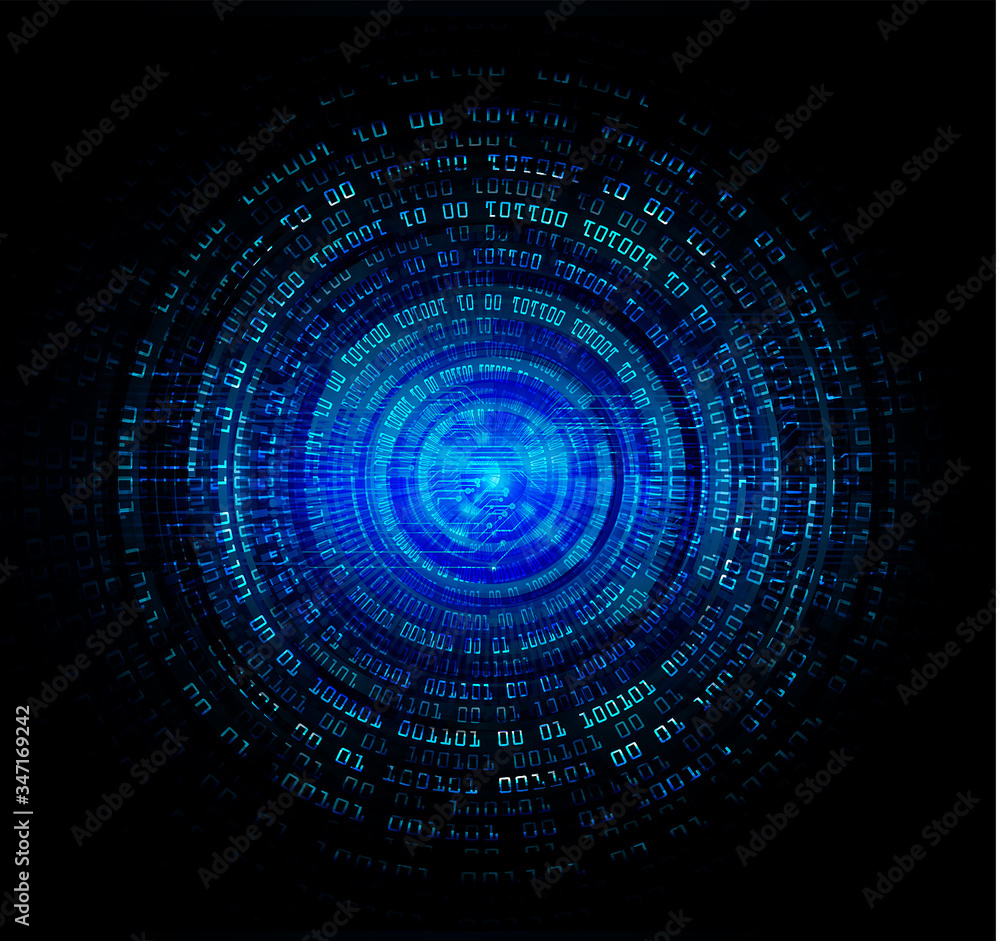 Wall mural blue cyber circuit future technology concept background