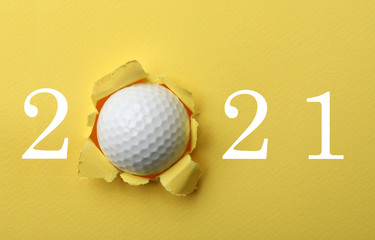 Invitation card design with ball for 2021 golf events