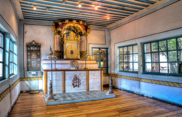 Small and beautiful chapel inside the Museum of the Concept Women, Museo de las Conceptas, in Cuenca, Ecuador.