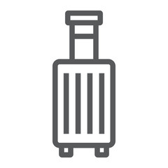 Suitcase Umbrella line icon, travel and luggage, luggage sign vector graphics, a linear icon on a white background, eps 10.